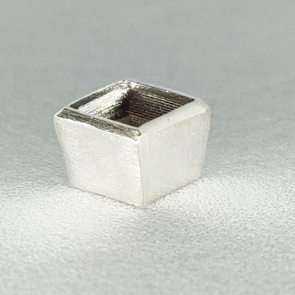 4mm Silver Princess Cut Gemstone Rubover Setting. Cast Recycled Silver Square Bezel. Jewelry Making Supplies.