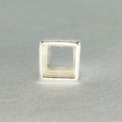 4mm Silver Princess Cut Gemstone Rubover Setting. Cast Recycled Silver Square Bezel. Jewelry Making Supplies.