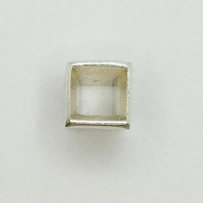 4mm Silver Princess Cut Gemstone Rubover Setting. Cast Recycled Silver Square Bezel. Jewelry Making Supplies.