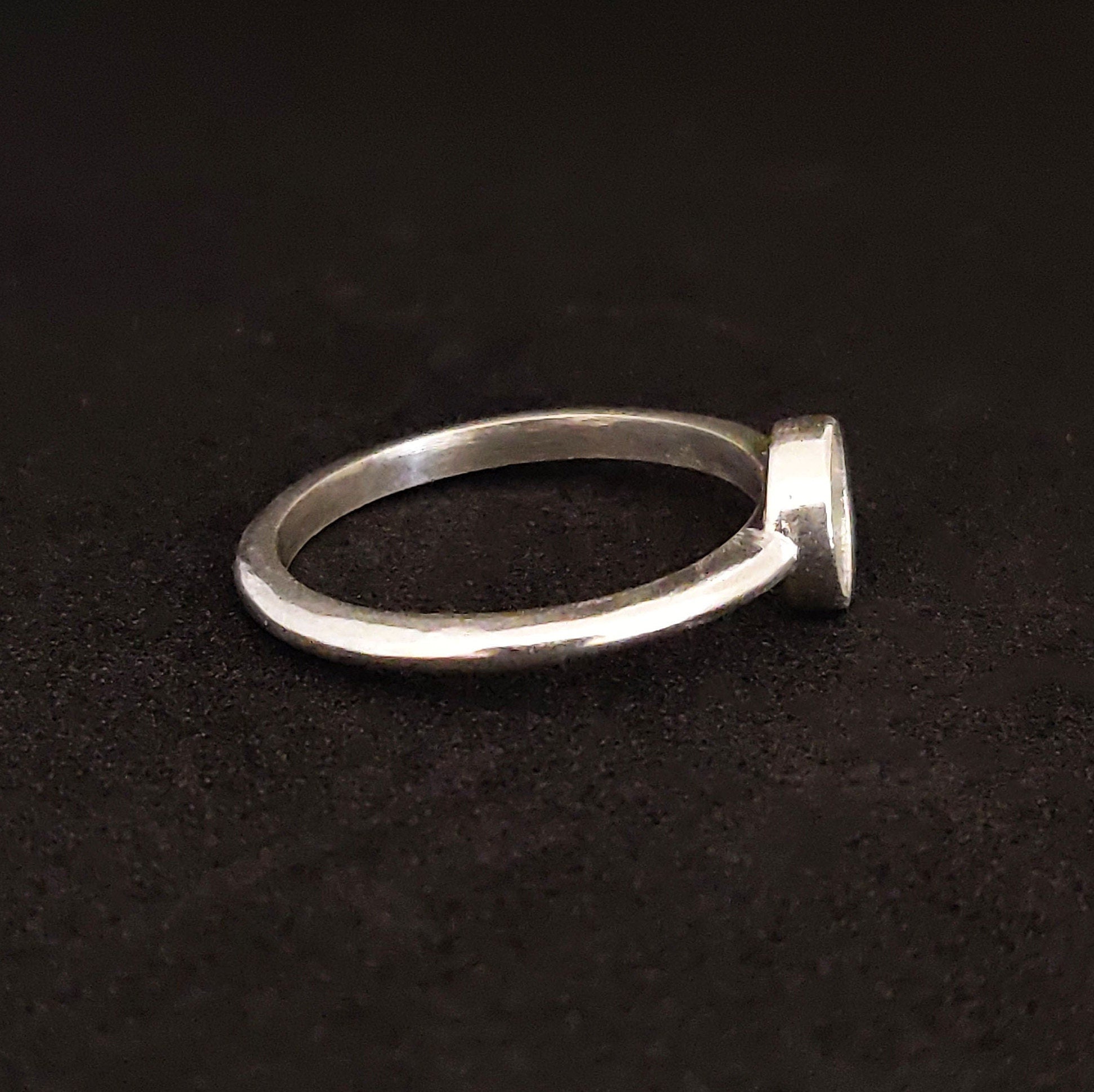Cabochon Ring Setting. 6mm Silver Cabochon Rubover Bezel Ring Mount Stacking Ring. Argentium Sterling Silver Cabochon Ring