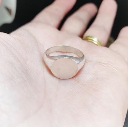 12mm Round Silver Signet Ring for Jewelry Crafting, Engraving, Gem Setting, Men's or Women's