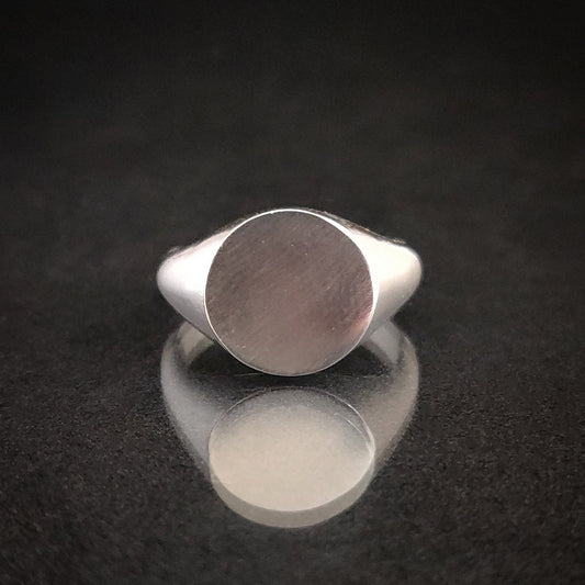 12mm Round Silver Signet Ring for Jewelry Crafting, Engraving, Gem Setting, Men's or Women's