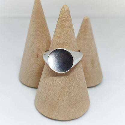 12mm Round Silver Signet Ring for Jewelry Crafting, Engraving, Gem Setting, Men's or Women's
