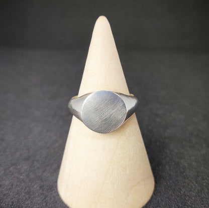 12mm Round Silver Signet Ring for Jewelry Crafting, Engraving, Gem Setting, Men's or Women's