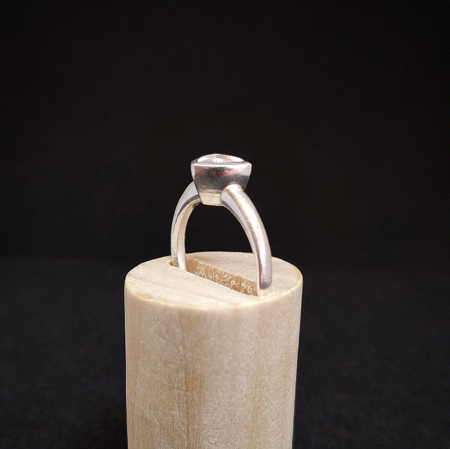 Silver Trillion Bezel Ring with Ohm Shank for Jewelry Making Supplies