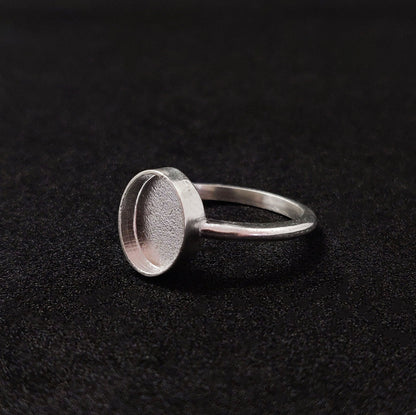 Sterling Silver Oval Cabochon Ring Setting, Jewelry Making Supply