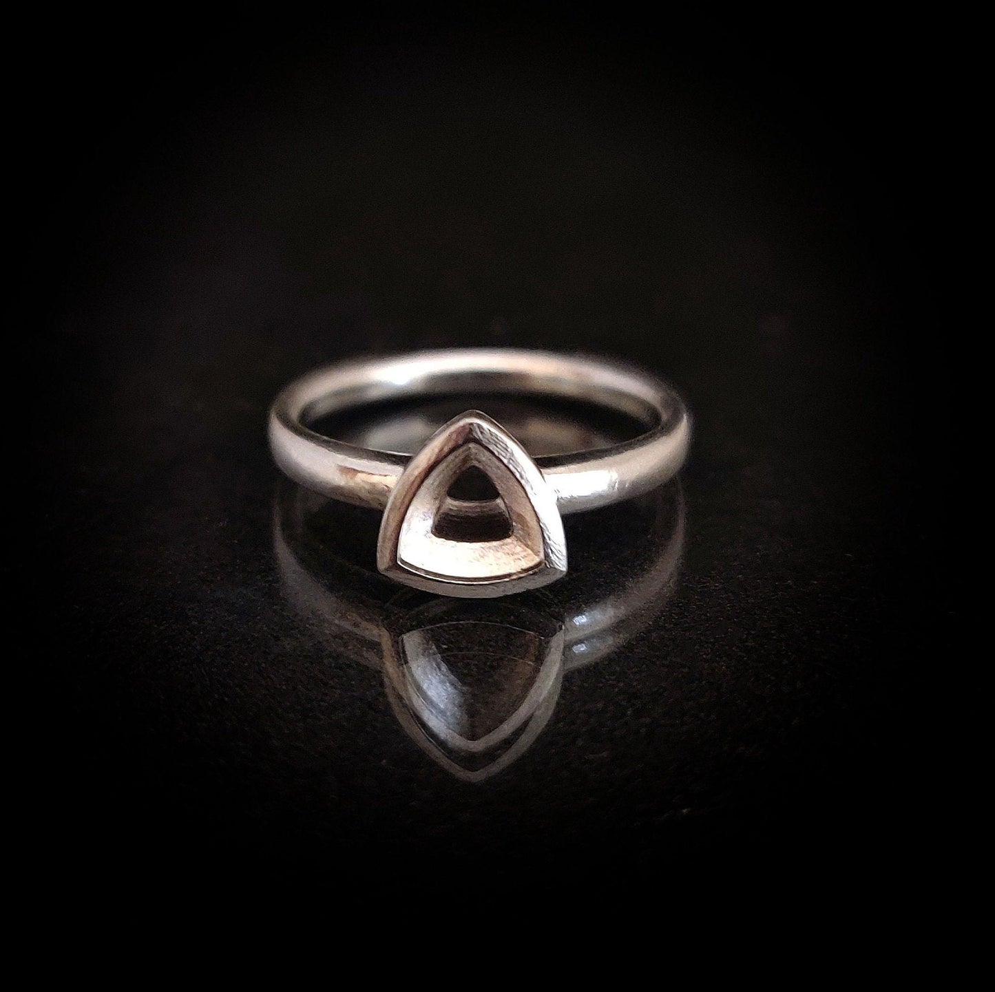 Silver Trillion Bezel Ring with Omega Shank