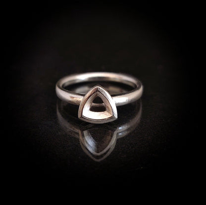 Silver Trillion Bezel Ring with Ohm Shank for Jewelry Making Supplies