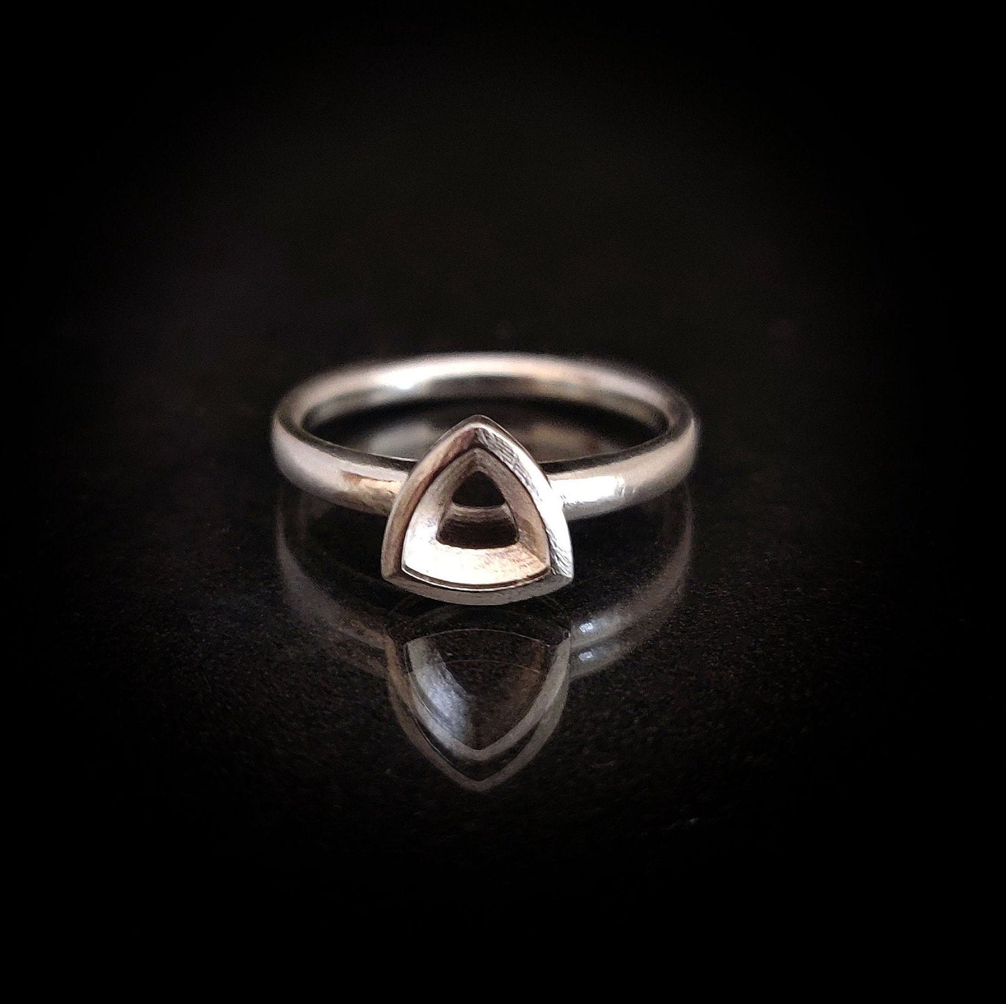 Silver Trillion Bezel Ring with Ohm Shank for Jewelry Making Supplies