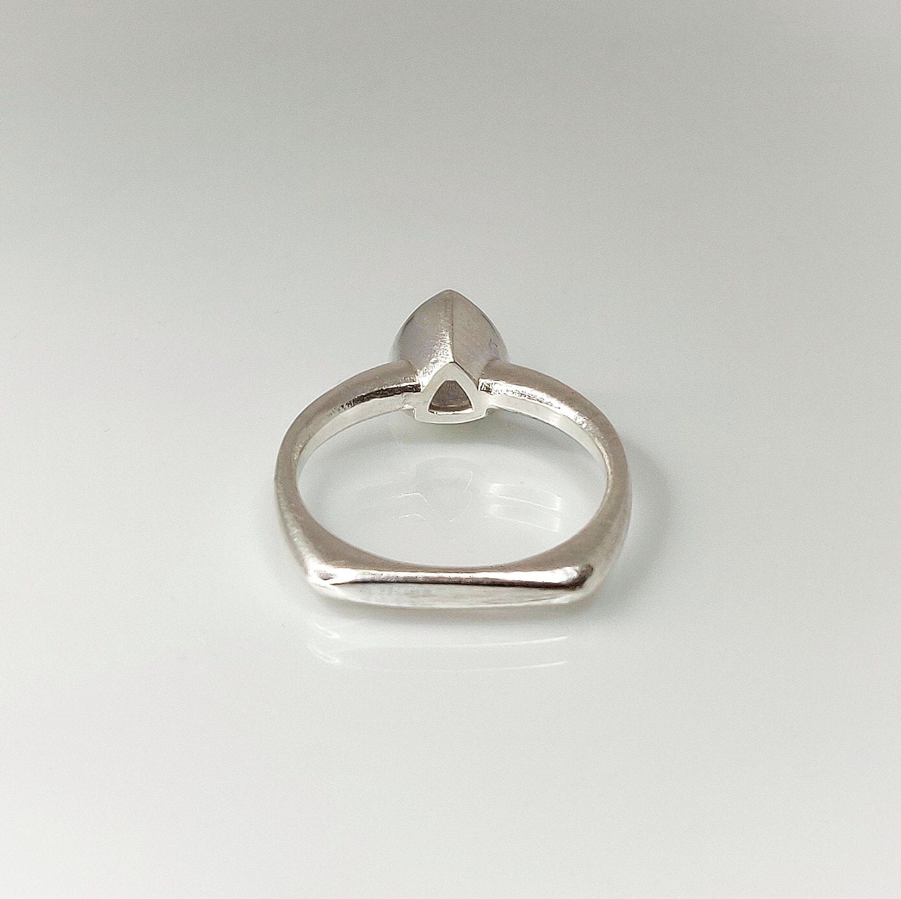 Silver Trillion Bezel Ring with Ohm Shank for Jewelry Making Supplies