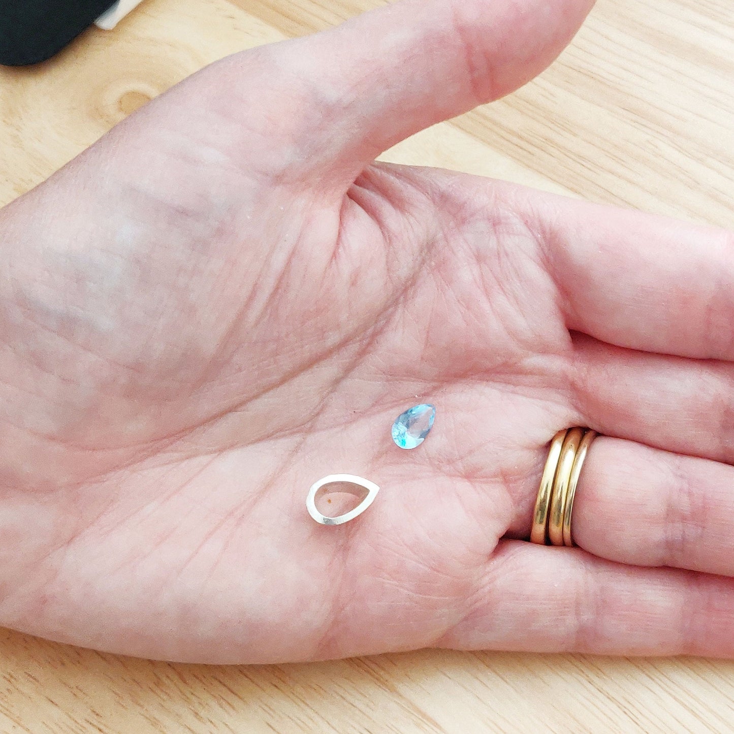 8x5mm Pear Gemstone Rubover Setting in Recycled Sterling Silver Teardrop Bezel