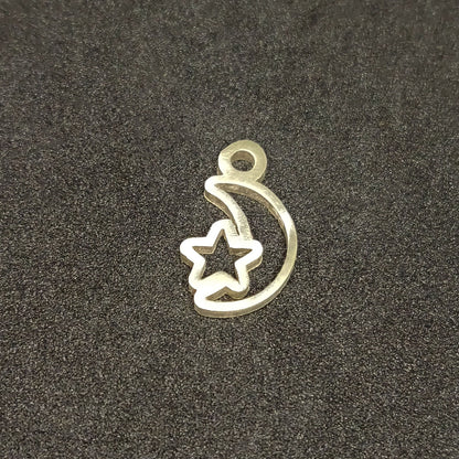 Sterling Silver Moon and Star Dangle Charm, Jewelry Making