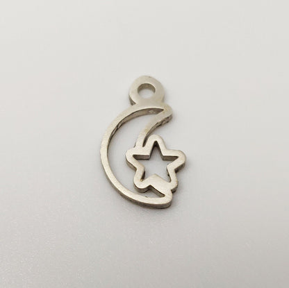 Sterling Silver Moon and Star Dangle Charm, Jewelry Making