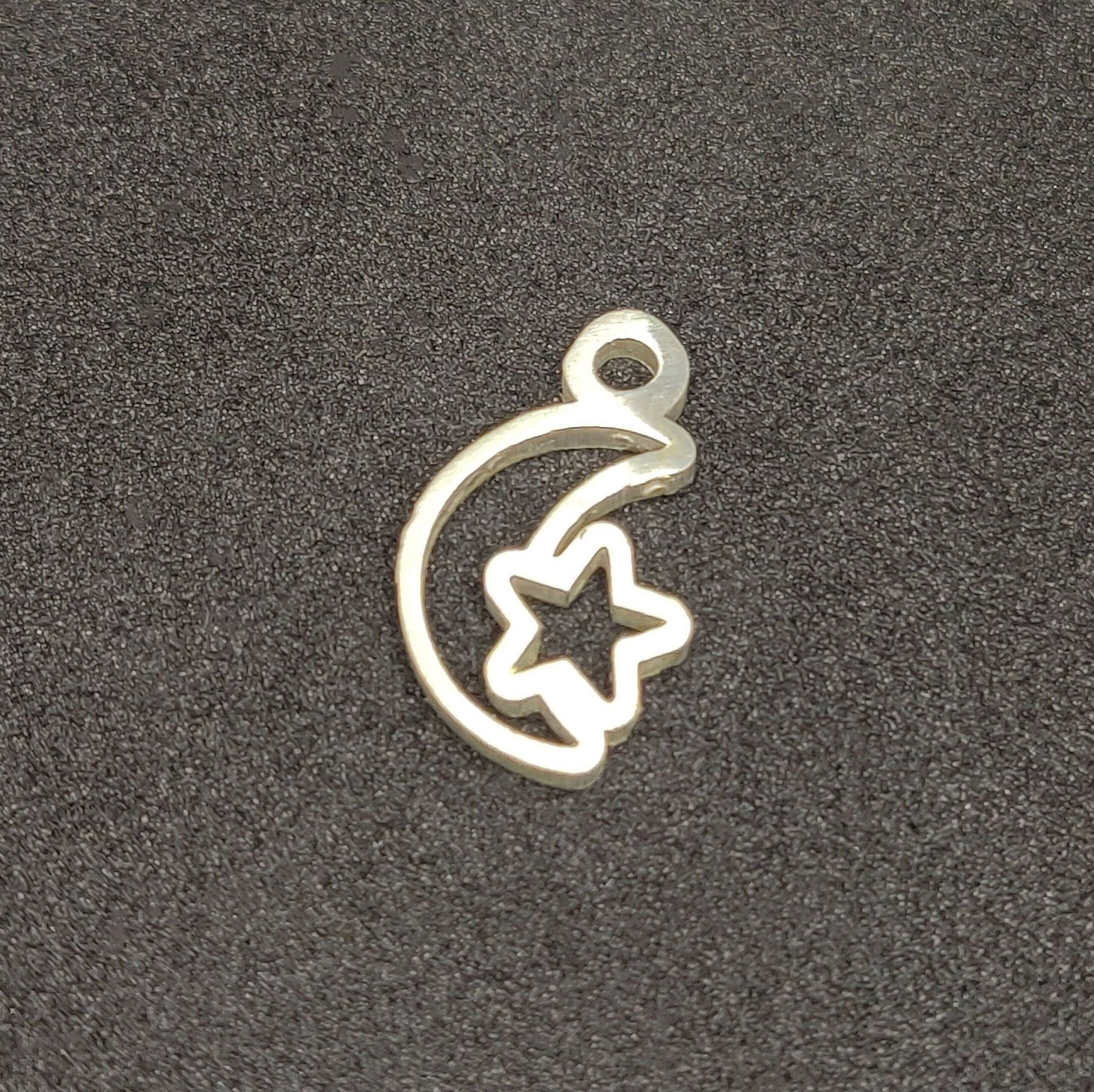 Silver Moon and Star Dangle Charm for Bracelets and Anklets, Jewelry Making Charm