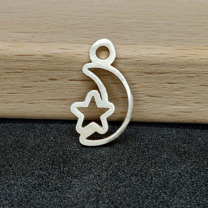Sterling Silver Moon and Star Dangle Charm, Jewelry Making