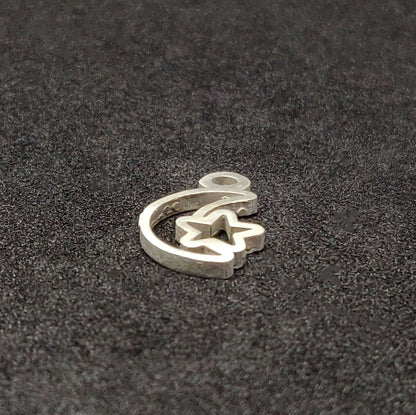 Sterling Silver Moon and Star Dangle Charm, Jewelry Making