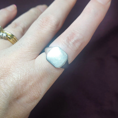 12mm Square Cushion Signet Ring for Jewelry Making, Engraving and Gem Setting