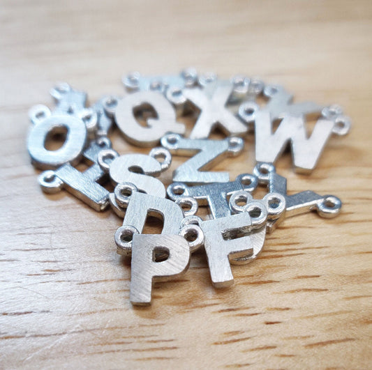Sterling or Argentium Silver Alphabet Pendant Charms for Initial Necklaces and Bracelets