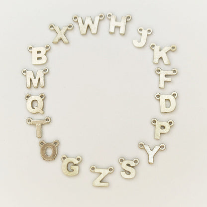 Sterling or Argentium Silver Alphabet Pendant Charms for Initial Necklaces and Bracelets