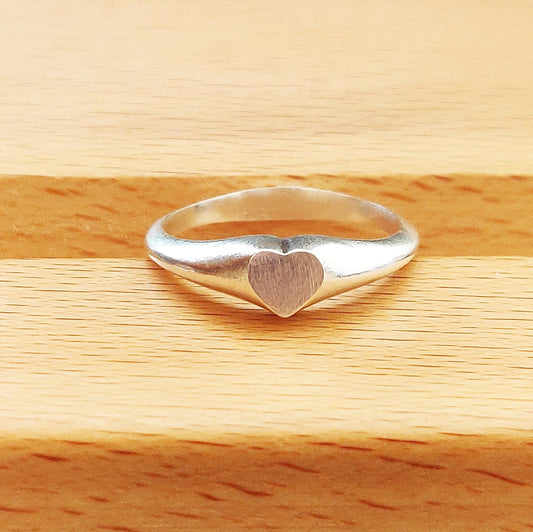 5mm Heart Silver Signet Ring for Jewelry Making, Engraving, Gem Setting, Ladies Pinky Supplies