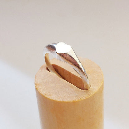 5mm Heart Silver Signet Ring for Jewelry Making, Engraving, Gem Setting, Ladies Pinky Supplies
