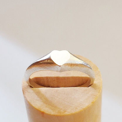 5mm Heart Silver Signet Ring for Jewelry Making, Engraving, Gem Setting, Ladies Pinky Supplies