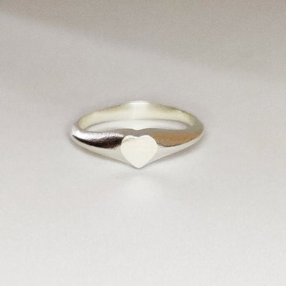 5mm Heart Silver Signet Ring for Jewelry Making, Engraving, Gem Setting, Ladies Pinky Supplies
