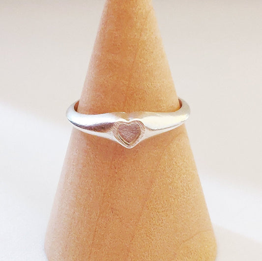 Sterling Silver 5mm Heart Signet Ring for Jewelry Making and Engraving