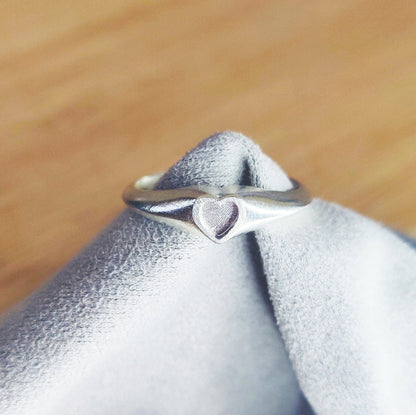 Sterling Silver 5mm Heart Signet Ring for Jewelry Making and Engraving
