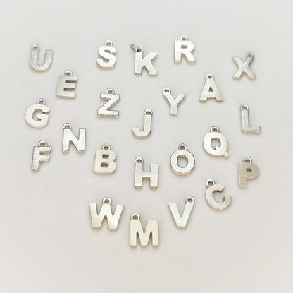 Sterling or Argentium Silver Alphabet Pendants for Charm Bracelets or Initial Necklaces
