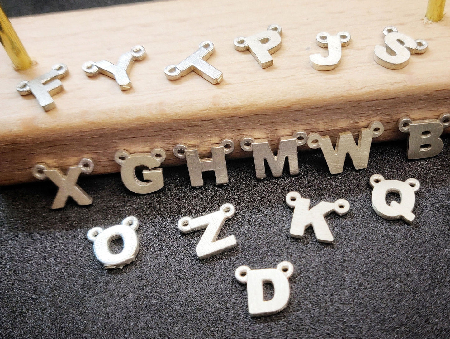 Double Bail Alphabet Pendants for Charm Bracelets or Initial or Name Necklaces