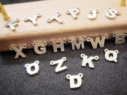 Sterling or Argentium Silver Alphabet Pendant Charms for Initial Necklaces and Bracelets