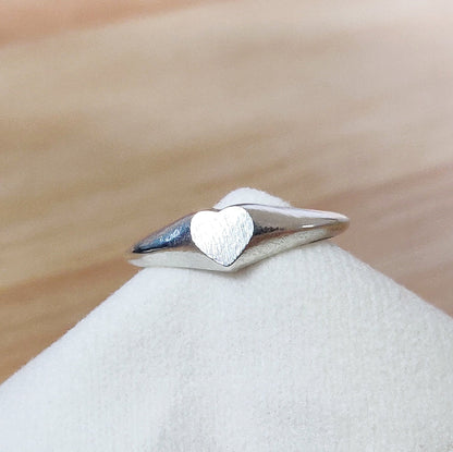 5mm Heart Silver Signet Ring for Jewelry Making, Engraving, Gem Setting, Ladies Pinky Supplies