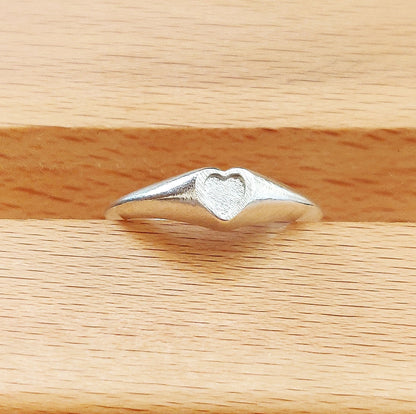 Sterling Silver 5mm Heart Signet Ring for Jewelry Making and Engraving