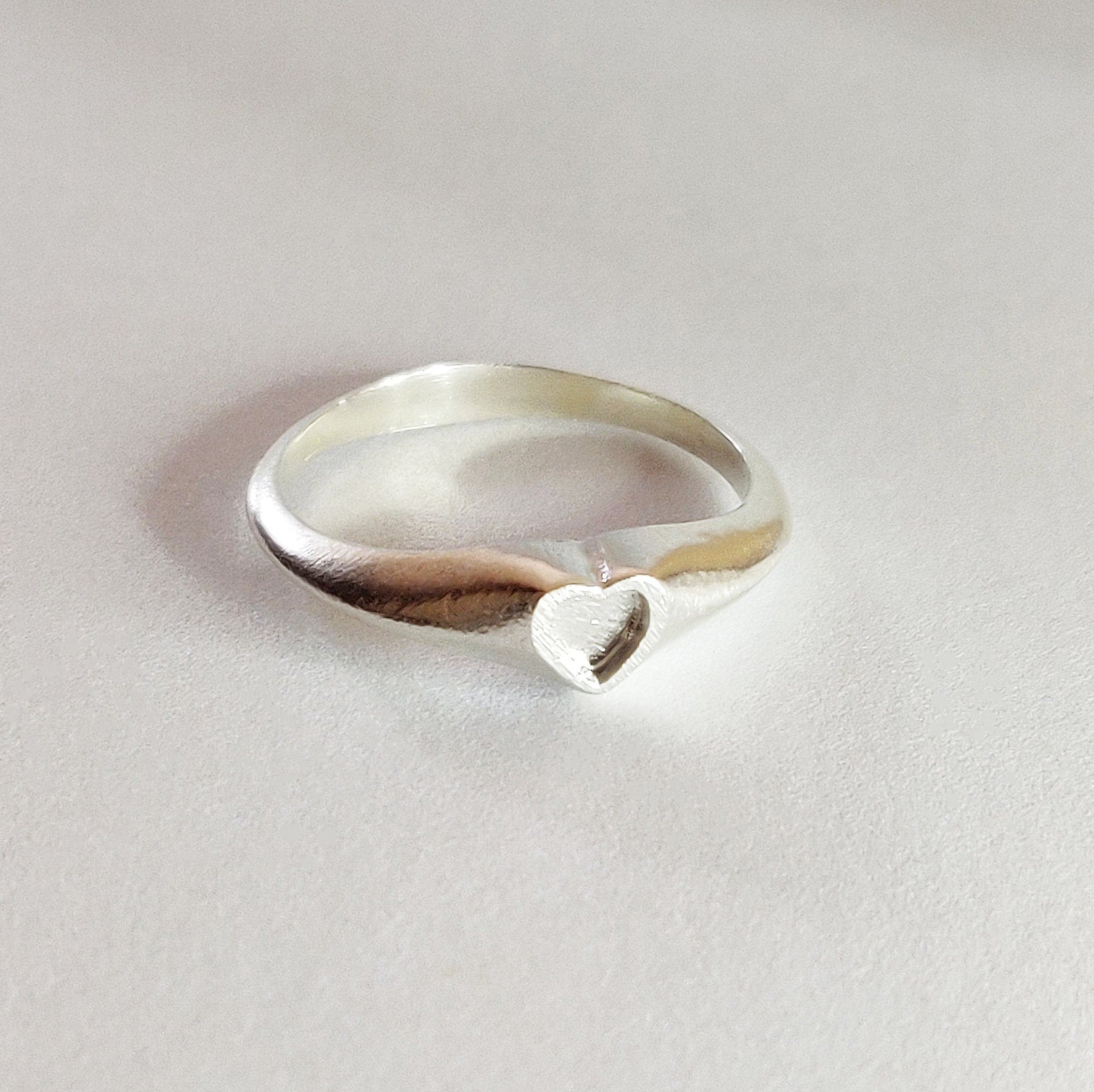 Sterling Silver 5mm Heart Signet Ring for Jewelry Making and Engraving