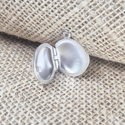 Silver Locker, Open Against a Jute Background.