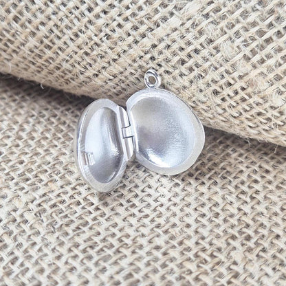 Silver Locker, Open Against a Jute Background.