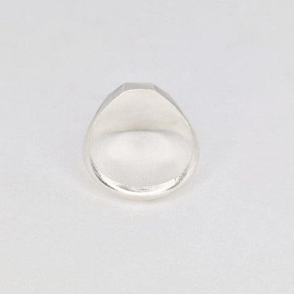 Back view of signet ring blank showing band shape and internal finish, solid silver jewellery component