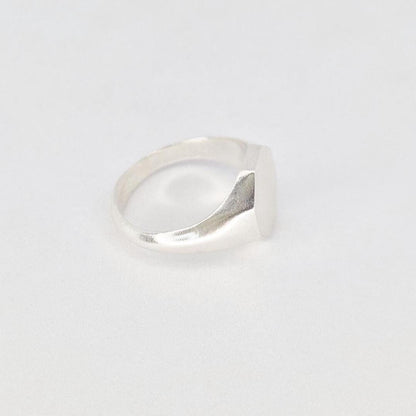 Octagon signet ring blank side view with polished shoulder and flat engraving surface