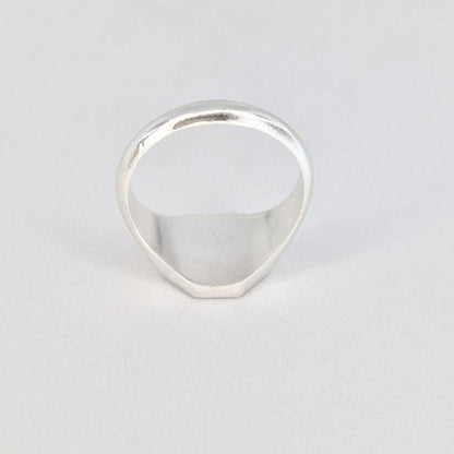 Underside view of octagon signet ring blank showing hollow-free solid structure and clean inner band