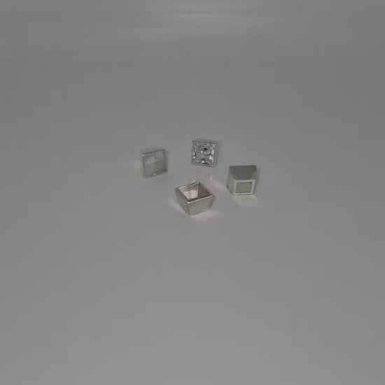 6mm Princess Cut Square Bezel Setting – Silver Rubover Gemstone Setting for Jewellery Making