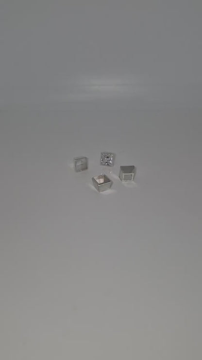 6mm Princess Cut Square Bezel Setting – Silver Rubover Gemstone Setting for Jewellery Making