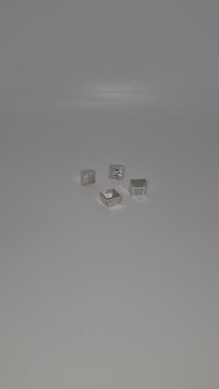6mm Princess Cut Square Bezel Setting – Silver Rubover Gemstone Setting for Jewellery Making