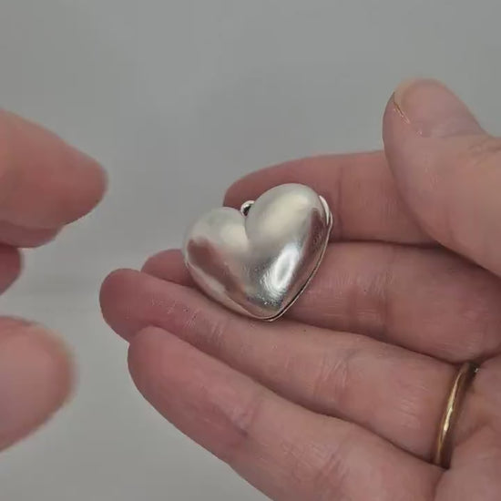 Sterling Silver Heart Locket Pendant: Blank for Engraving, DIY Jewelry