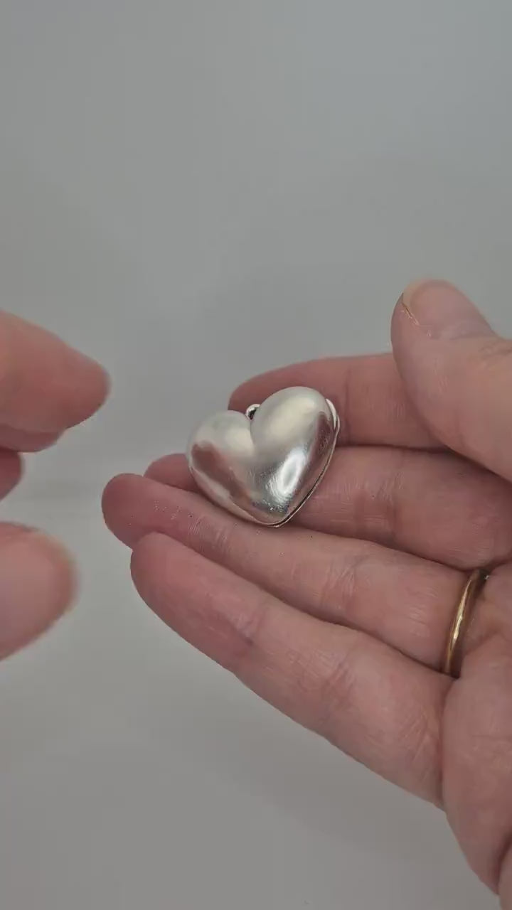Sterling Silver Heart Locket Pendant: Blank for Engraving, DIY Jewelry