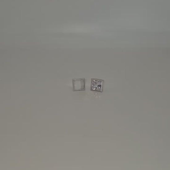 8mm Princess Cut Square Bezel Setting – Silver Rubover Gemstone Setting for Jewellery Making