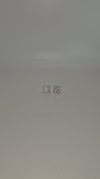 8mm Princess Cut Square Bezel Setting – Silver Rubover Gemstone Setting for Jewellery Making