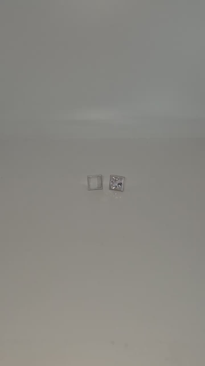8mm Princess Cut Square Bezel Setting – Silver Rubover Gemstone Setting for Jewellery Making