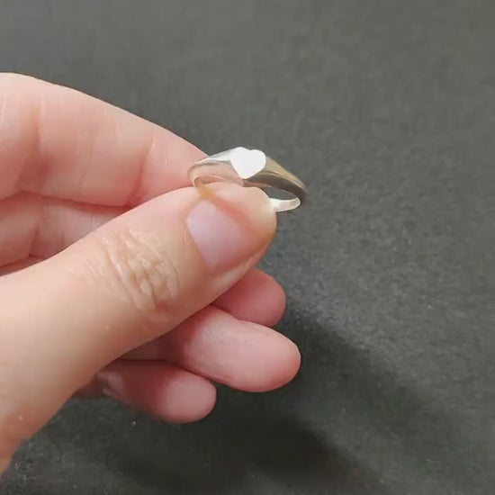 5mm Heart Silver Signet Ring for Jewelry Making, Engraving, Gem Setting, Ladies Pinky Supplies