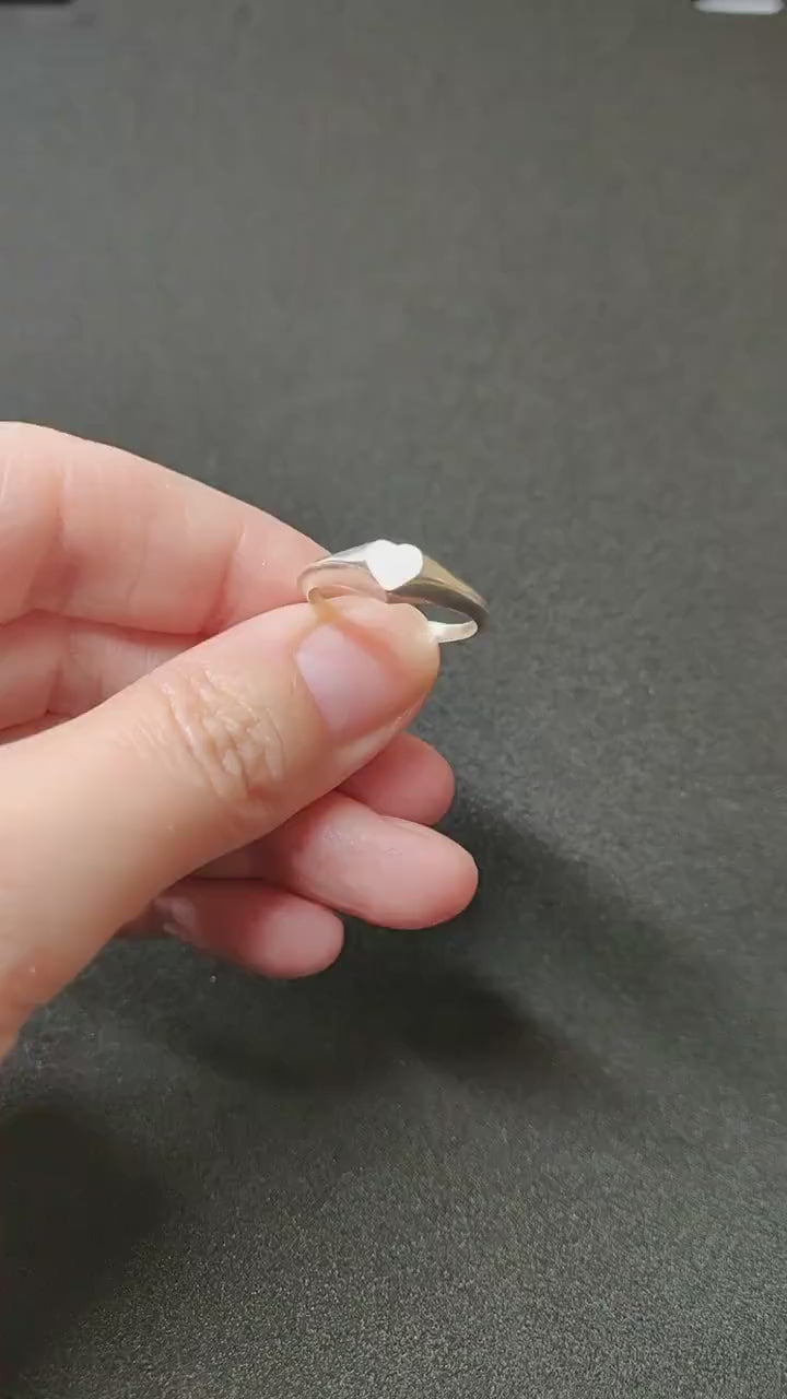 5mm Heart Silver Signet Ring for Jewelry Making, Engraving, Gem Setting, Ladies Pinky Supplies